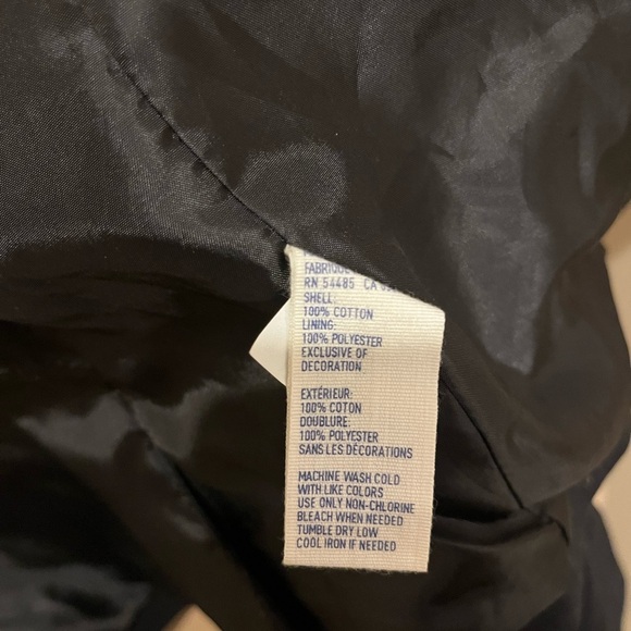 American Eagle Black Blazer with satin blue/white striped sleeve lining, Small - Picture 2 of 8